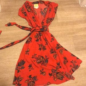 Red print dress